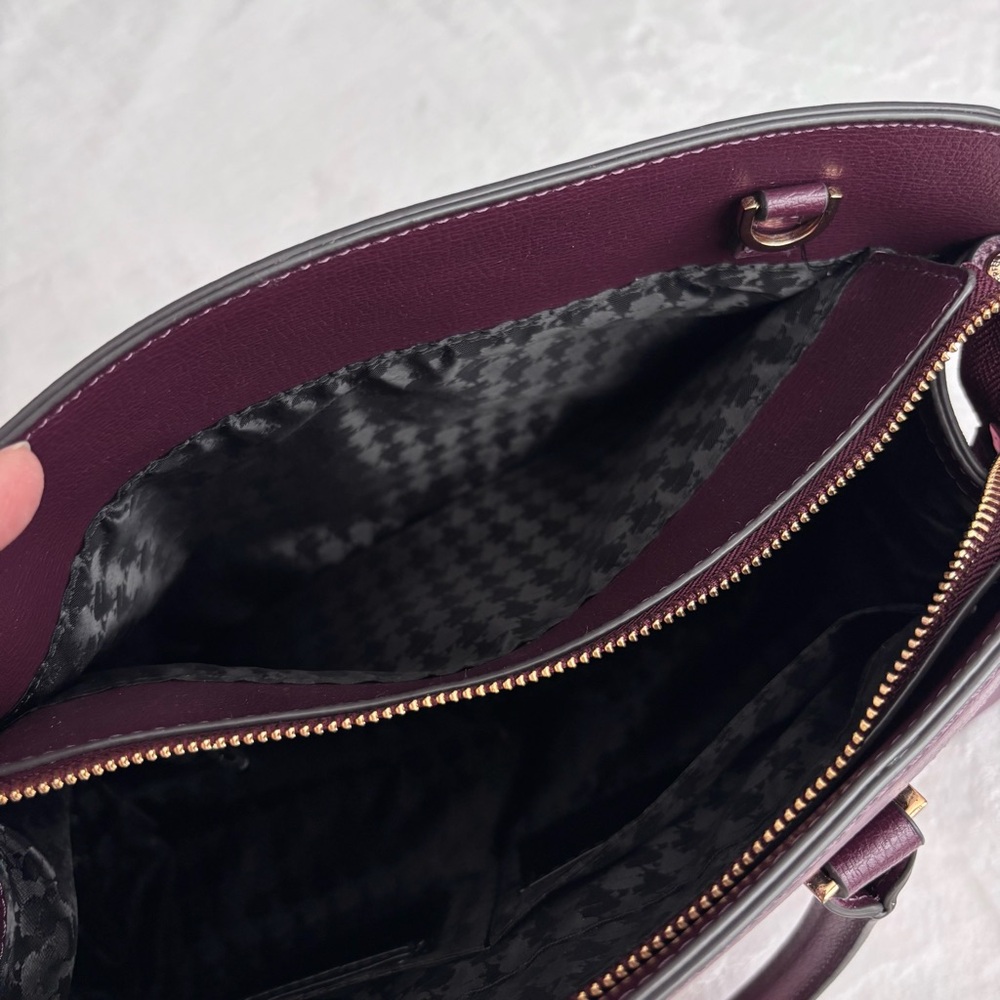 KARL LAGERFELD Simone Suede Leather Top Handle Raisin Satchel Crossbody--NWT - Picture 10 of 16